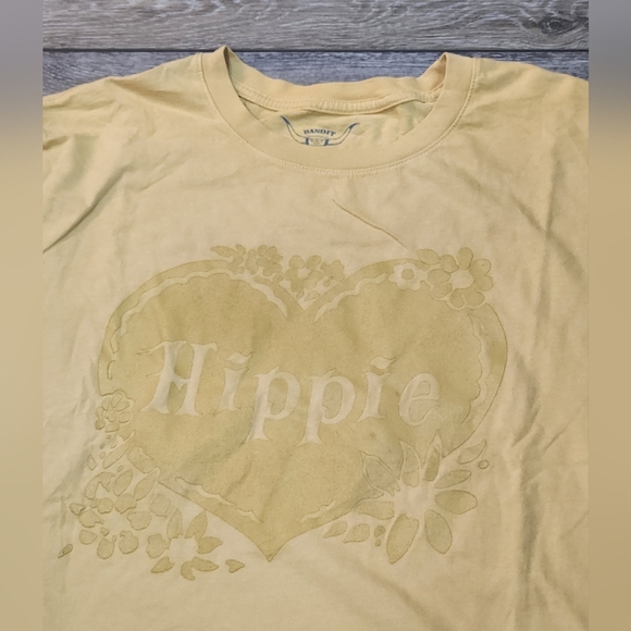Bandit Butter Yellow Hippie Crop Shirt with Heart Design Size Large - Picture 2 of 7